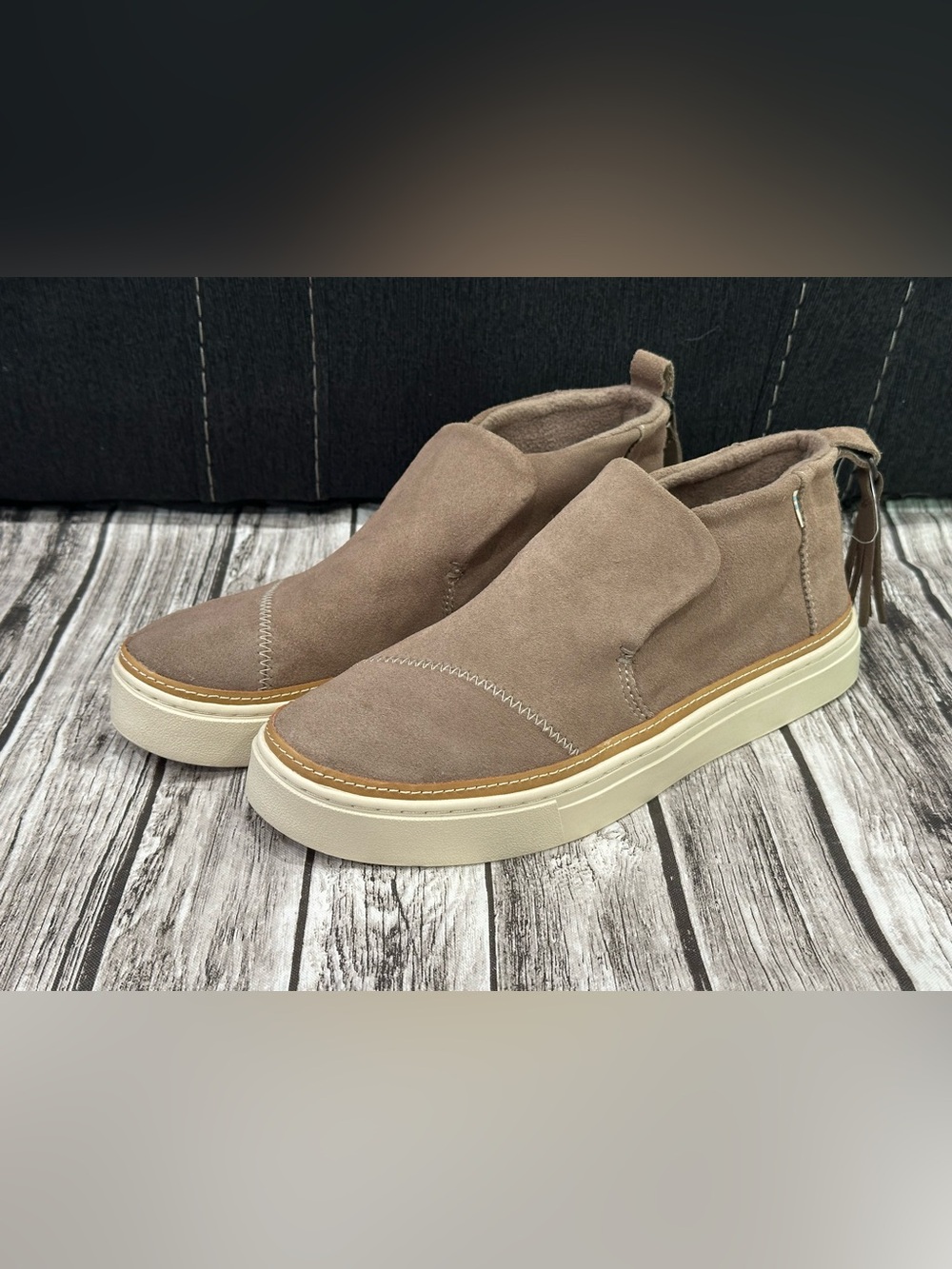 Toms Women's Taupe Suede Slip-On Ankle Booties